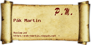 Pák Martin névjegykártya
